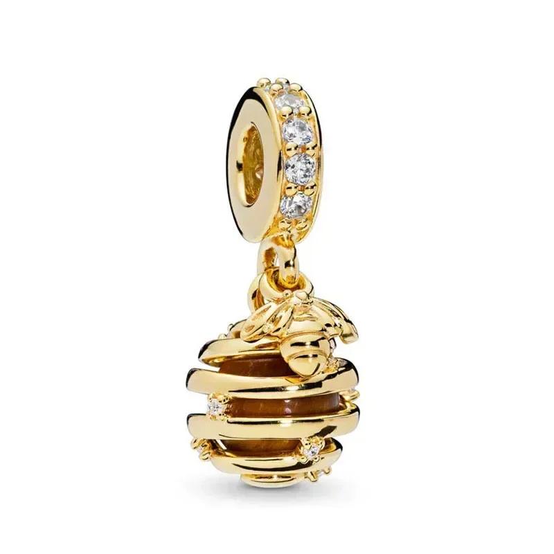 Роскошный золотой цвет серии S925, стерлинговое серебро, классический блестящий кулон «Древо жизни», подходит для оригинального браслета, подарок «сделай сам»