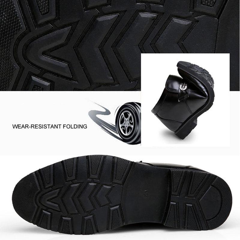 Men Winter Fur Lined Business Shoes Slip On Loafers for Man Cowhide Leather Wool Lining Keep Warm Shoes