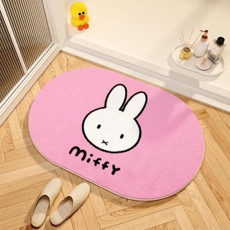 Милая коврик-подстилка Miffy Мультяшный Miffy Ванная Впитывающий ковер Утолщенный Спальня Туалет Вход Коврик для ног Ванная Коврик для пола