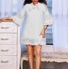 2024 Summer Plus Size Women's Loose Tie Ruffle Dress