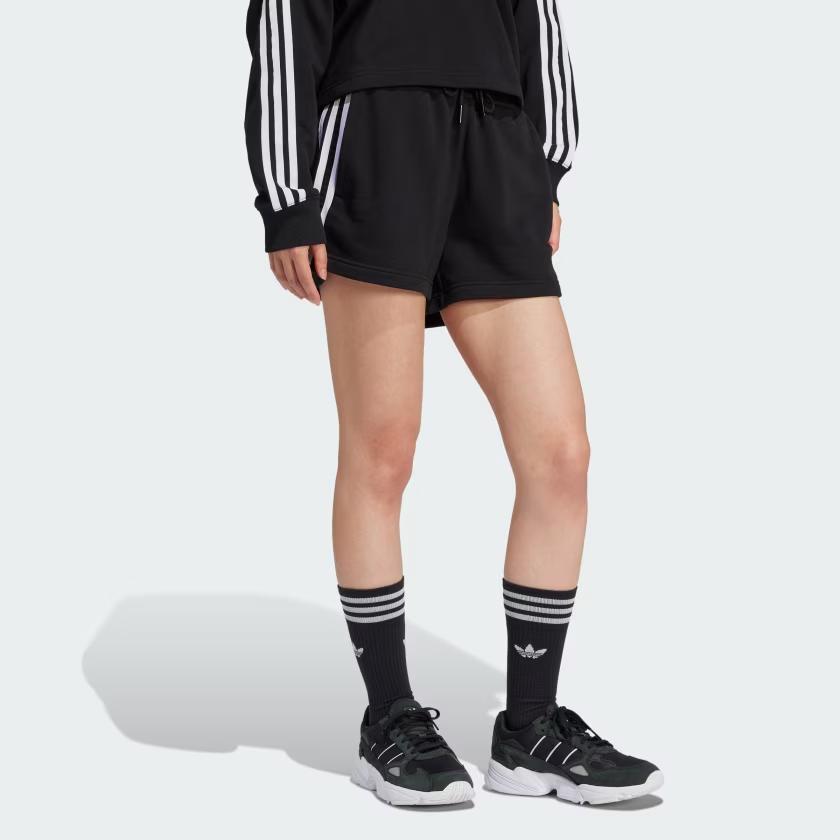 adidas Шорты женские Adidas Essentials 3-Stripes из French Terry свободного кроя Черные IU2517