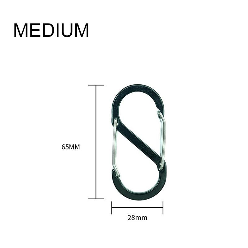 S-образный двойной карабин, брелок, замки-молнии для рюкзаков, карабин, скользящий замок, алюминиевый сплав, большой, средний, маленький карабин для кемпинга
