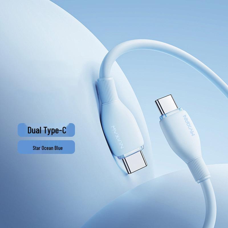 120 Вт Двухголовочный кабель Type-C PD для быстрой зарядки Apple 15 и Huawei.