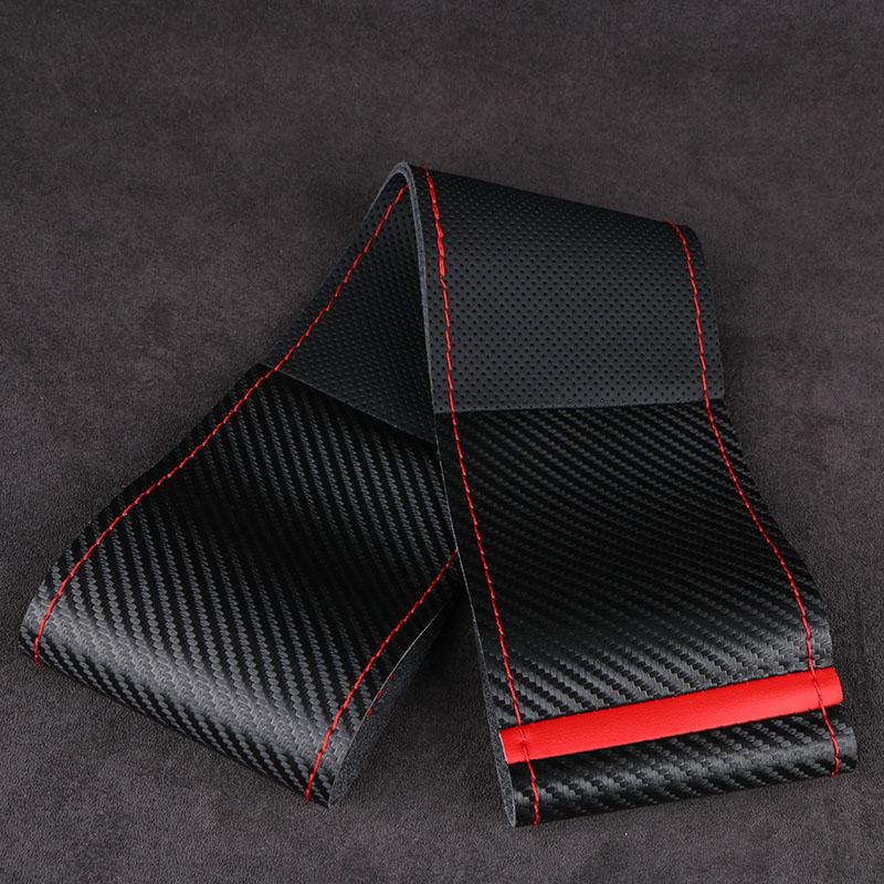 Universal Carbon Fiber Microfiber Leather Car Steering Wheel Cover 38CM DIY Soft Breathable Perfect Fit for Most Cars SUVs