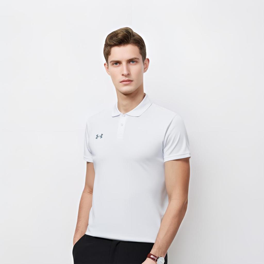 Under Armour Однотонная дышащая рубашка-поло прямого покроя с коротким рукавом для мужчин, белая 23500507-100