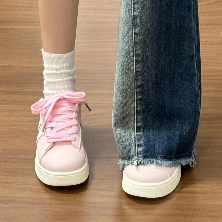 Розовые туфли-композиты, популярная женская обувь 2024 года, осенняя новая спортивная национальная волна, универсальная повседневная белая обувь для женщин