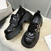 Muffin Platform Black Small Leather Shoes Spring New Leather Loafers Women's Shoes Japanese Mary Jane Single Shoes