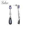 Fashion Earrings For Women Blue Stone Long Earrings