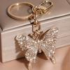 1pc Crystal-Encrusted Butterfly Keychain - Elegant Rose Golden Alloy, Sparkling Rhinestone Design, Perfect for Cars Handbags Valentine'S Day Gift