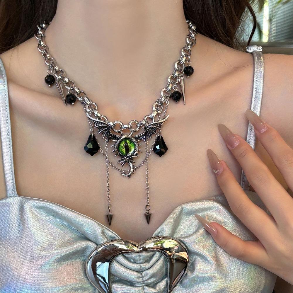 Wings Metal Chain Necklace Eye Punk Gothic Necklace Fashion Ghost Necklace Women  Party