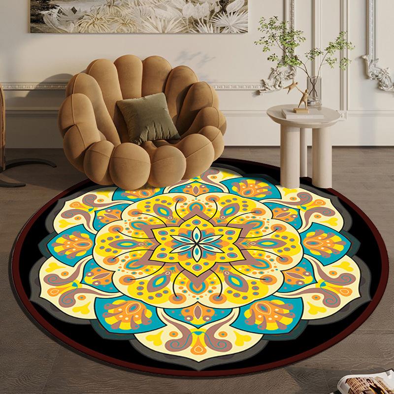 Круглый ковер большой площади в скандинавском этническом стиле для спальни, тканый хлопковый ковер в богемном стиле, вязаный напольный коврик 90 см, 120 см, 150 см