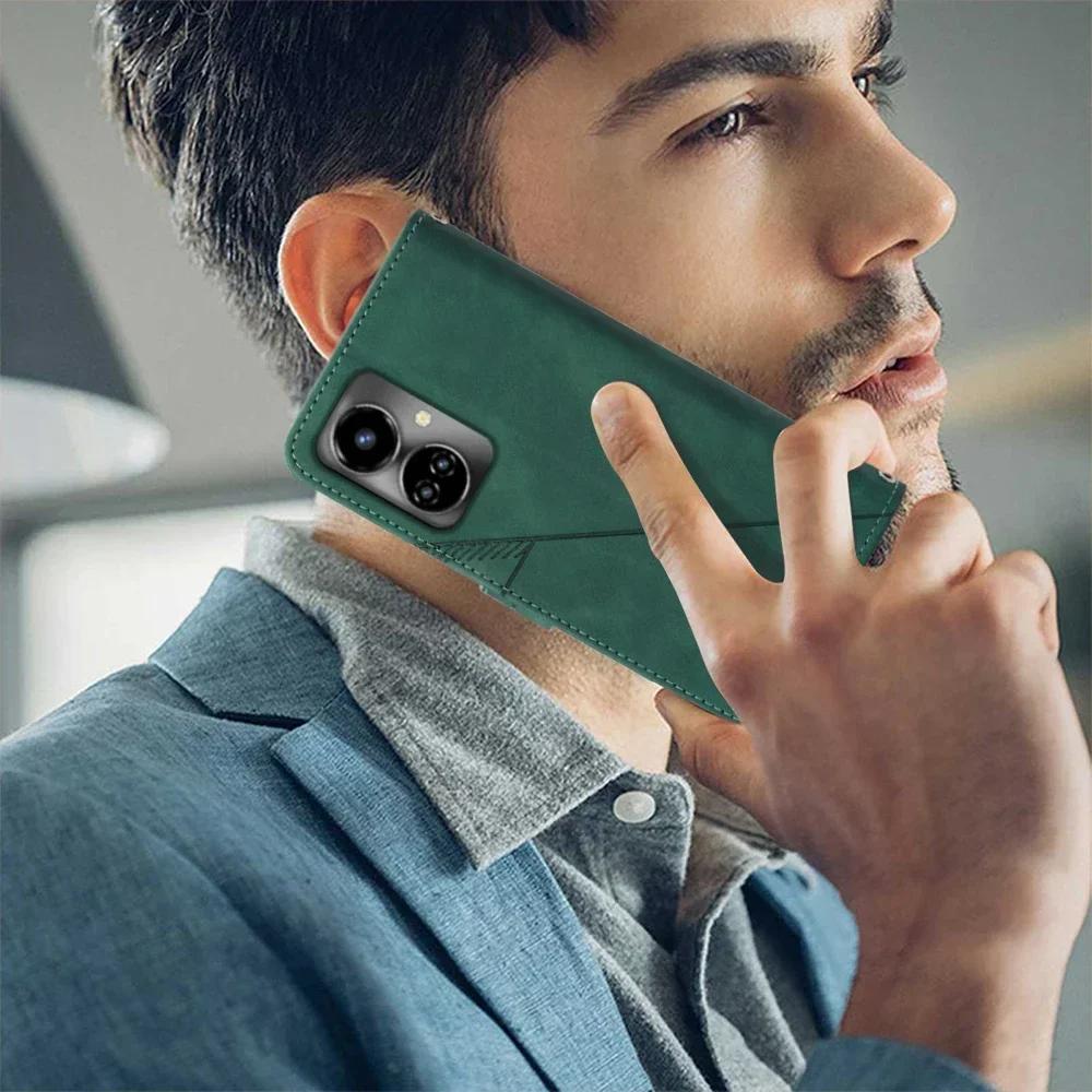 Геометрический кожаный чехол-книжка-бумажник для Tecno Camon 30 Spark Go 1 30C 20C 20 Pro Pova 6 5 Neo 3 POP 9 Чехол-книжка Держатель для карт