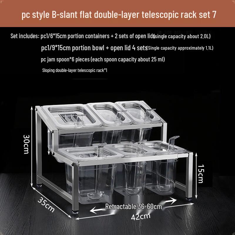 Handon Acrylic 3-Compartment Serving Tray with Slanted Telescopic Rack