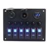 Professional 6 Buttons Switches Panel with Digital Voltmeter Tester & USB Charging Plastic Perfect for Marine Boat Truck