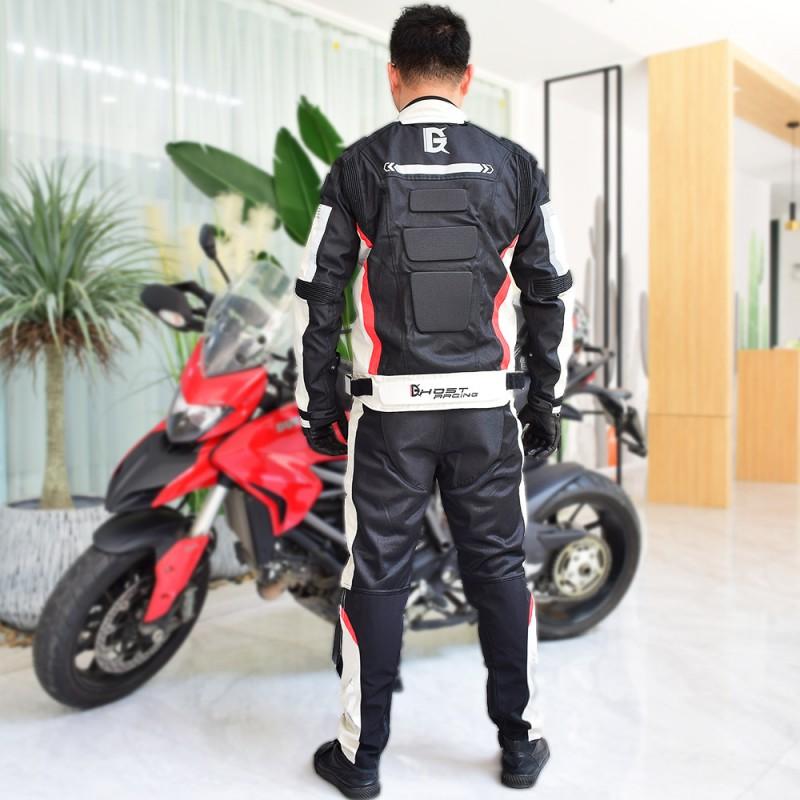 Mens Motorcycle Riding Jacket Pants Set Protective Gear Anti-Fall Breathable Nylon Racing Suit Street Sport Touring