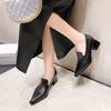 2025 New Black Commuter Comfortable Leather Shoes Women's Soft Leather High Heels Pointed Thick Heels Single Shoes Retro High Heels Autumn