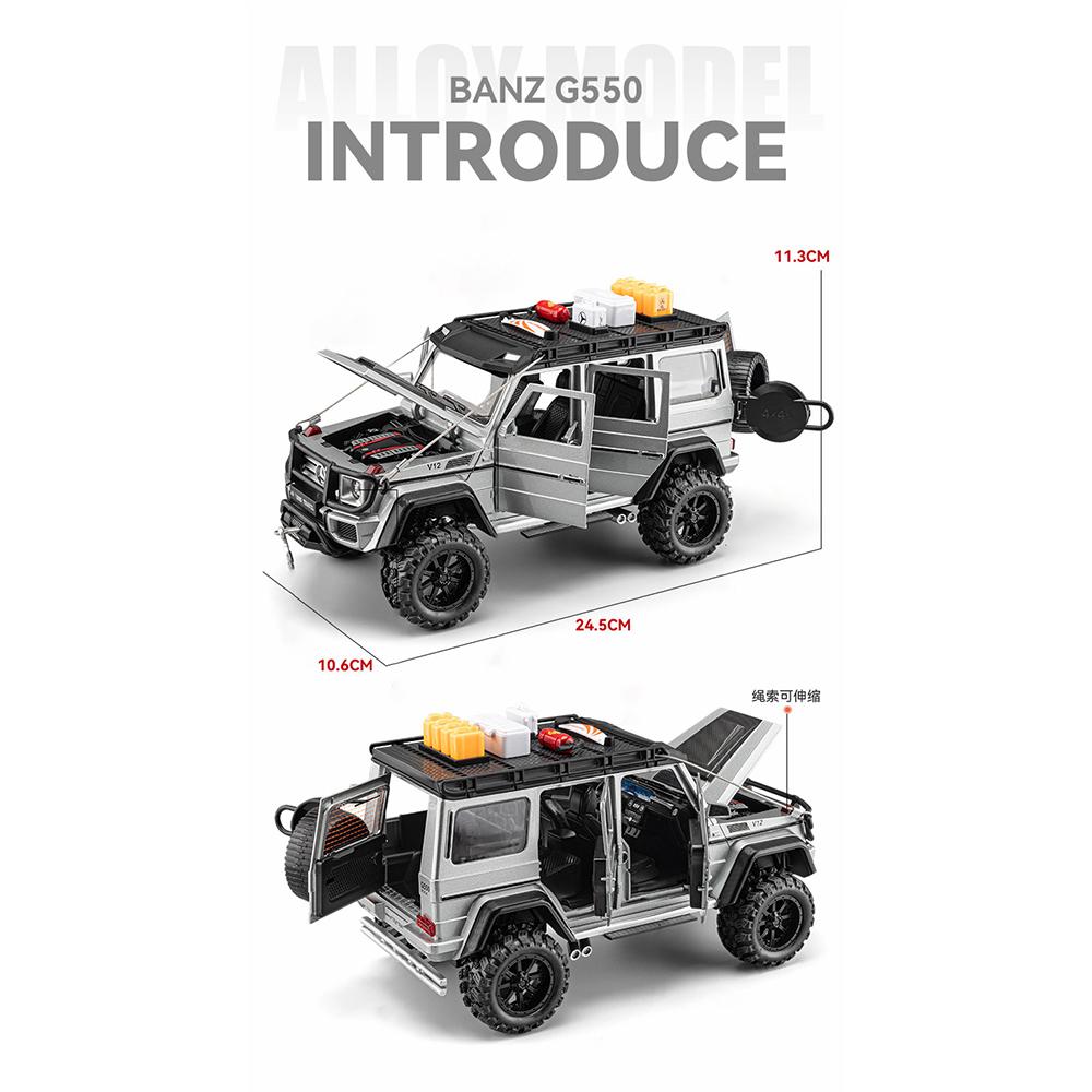 Масштаб 1/24, мини-автоматическое моделирование BENZ Adenture G550 SUV 4x4, литой игрушечный транспорт со звуком и светом, подарок для мальчиков