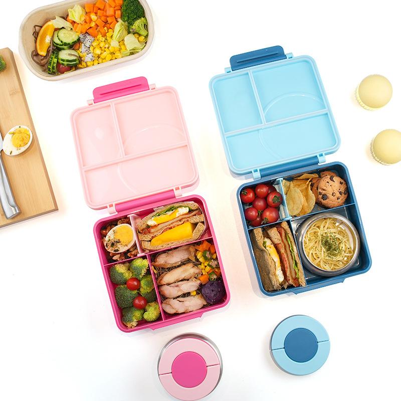 Stainless Steel Bowl, Lunch Box, Plastic Dinner Plate, Microwaveable Heating Compartment, Bento Box, Children's Lunch Box