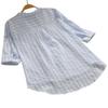 Fashion Women Vertical Stripe V Neck 3/4 Sleeve Button Loose Casual Shirt Blouse