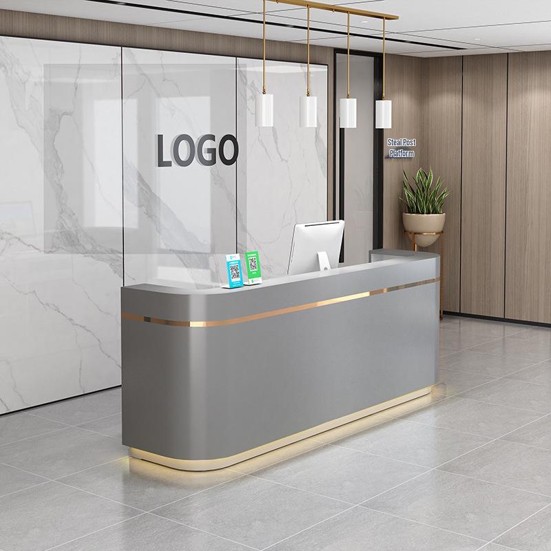 Compact Faux Marble Reception Desk for Salon or Retail