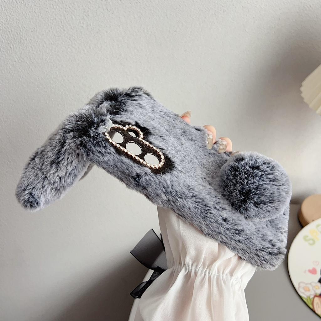 Плюшевый милый кролик зимний пушистый чехол для телефона из ТПУ для Samsung Galaxy S25 FE