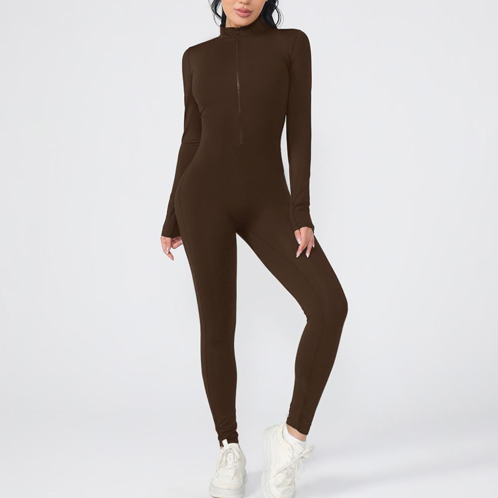 Autumn Scrunch Gym Jumpsuit Women's Fitness Suit Long Sleeve and Long Pant Sports Overalls for Woman Tracksuit Yoga Clothing Zipper Workout Sportswear