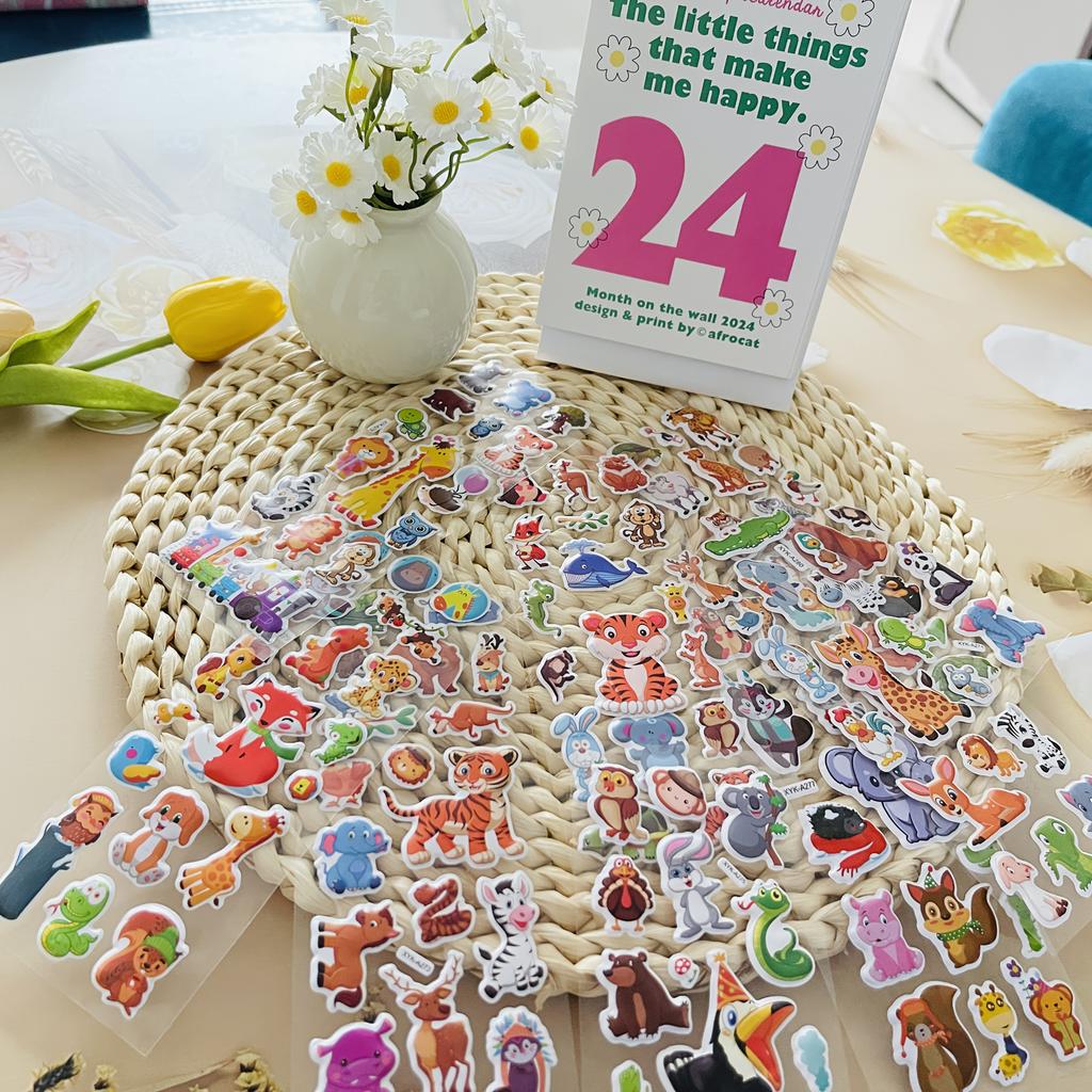 8pcs Wild Animal 3D Bubble Stickers - Deer, Lion & Tiger Decals for Laptop/Water Bottle Crafts | Self-Adhesive Halloween ZSY