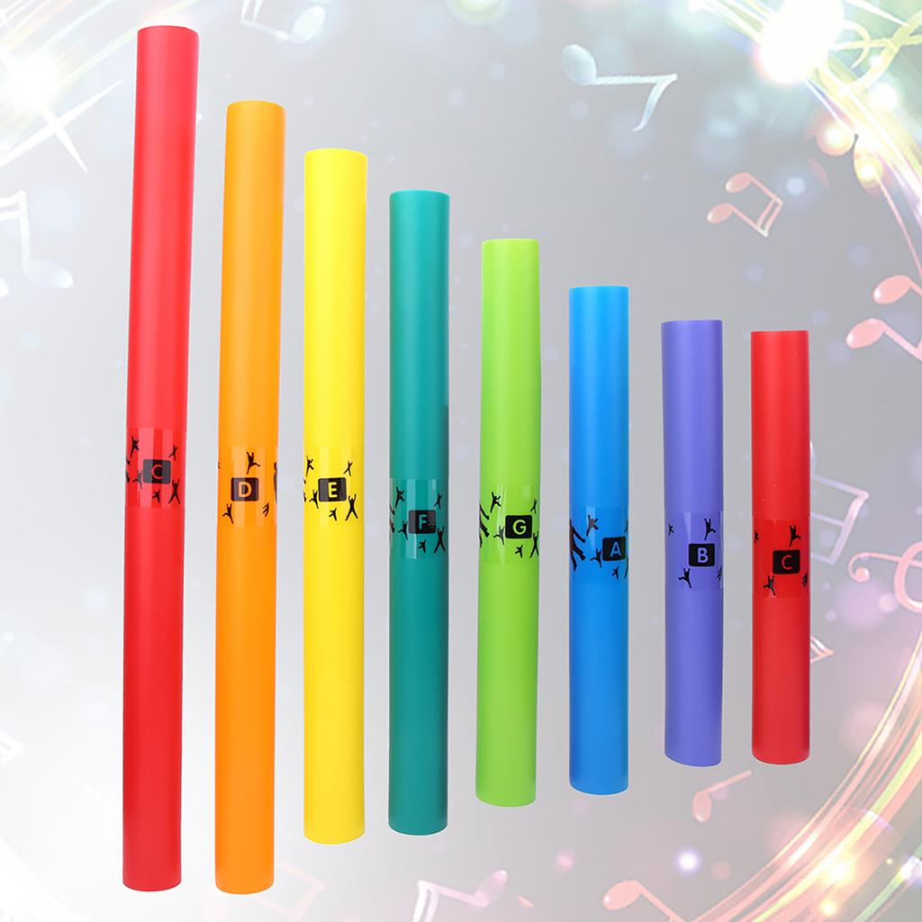 8pcs Orff Percussion Instrument Plastic Sound Tube Color Octave Tube Kit Kids Musical Toy