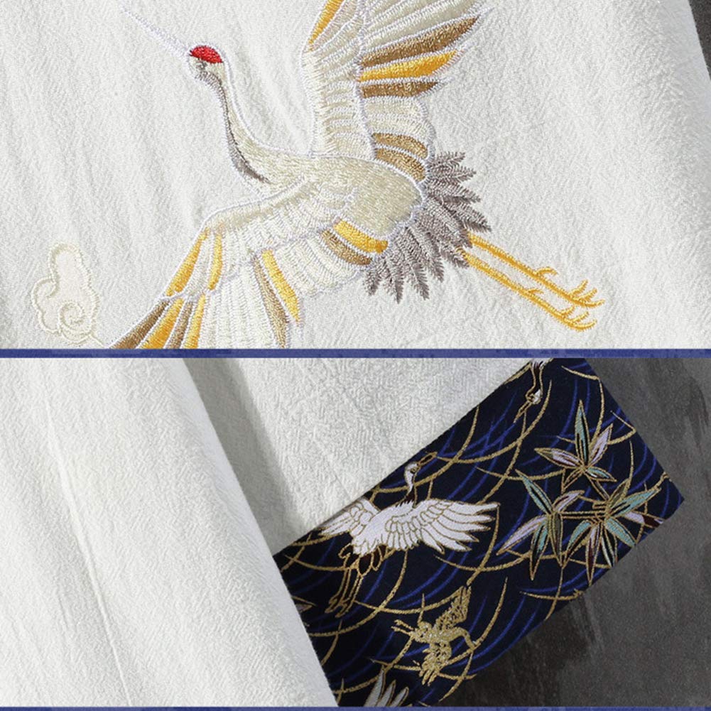 Летняя одежда Рубашка Льняная рубашка Короткий рукав Хлопок Лен Японский стиль Японский узор Вышивка Рукав Рукав Большой размер Повседневный Свободный крой