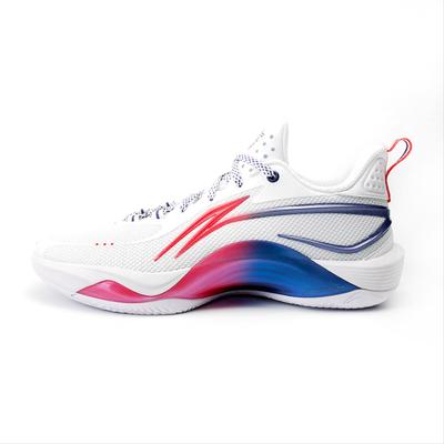 Li Ning Flashing CBA Южные Тигры Гуанчжоу Спортивные Нескользящие Баланс Низкие Баскетбольные Кроссовки Унисекс Белый Синий ABPU001-13