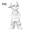 Halloween Skeleton Ornaments Street Style Hip-Hop Figurine, 3D Printed Baseball Cap PLA Statue Statue, Cool Sculpture for Home Office Desktop