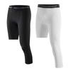 Men's Tights Pants Sport One Leg Pants Compression Capri 3/4 Athletic Base Pants Plus Size,Black