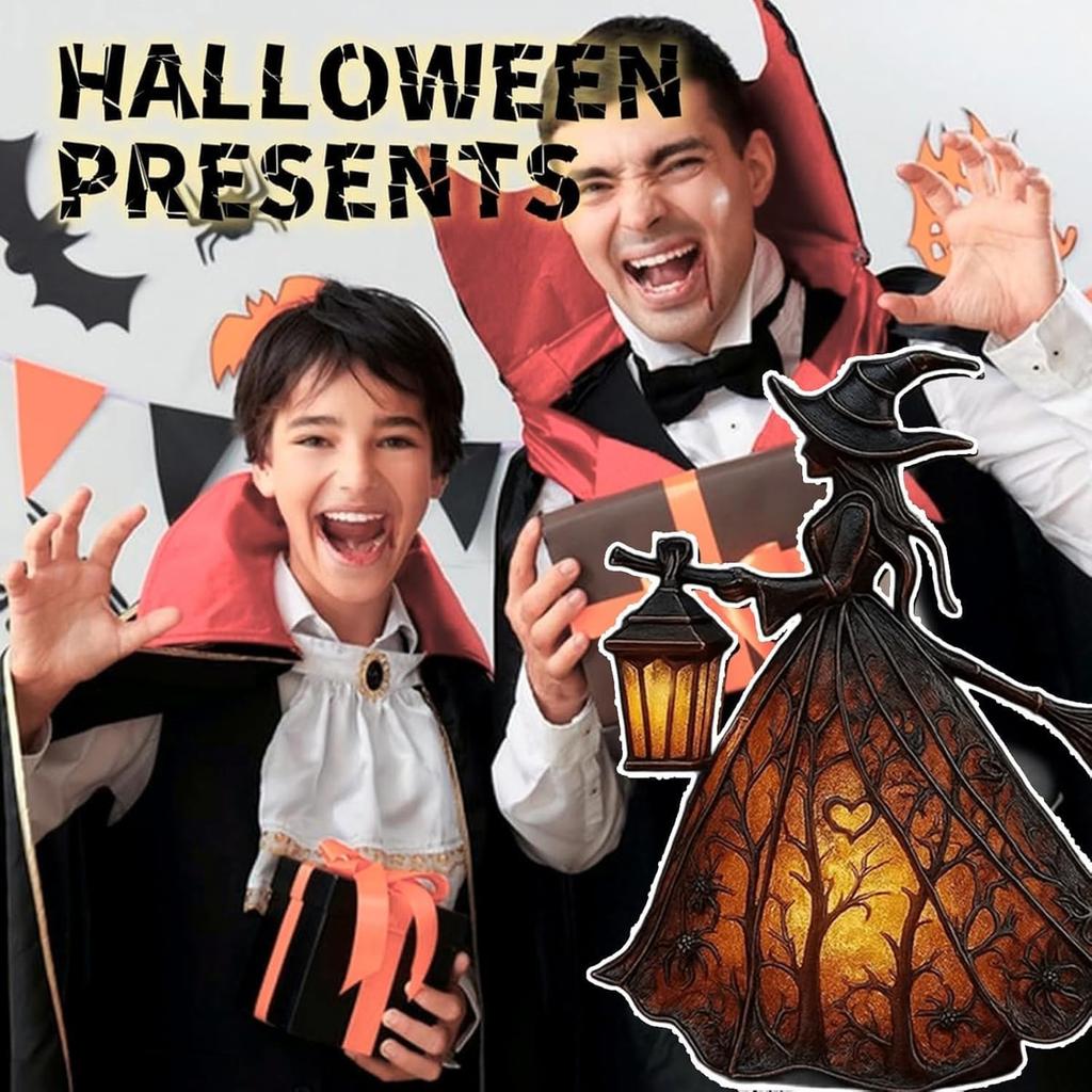 Хэллоуинская лампа ведьмы, витражная готическая лампа-ночник в виде шляпы ведьмы, жуткий декоративный стоячий ночник, уникальные украшения для освещения хэллоуинской вечеринки в помещении