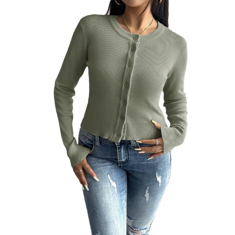 Женский осенне-зимний топ Temperament Slim Cardigan Row of Buttons Long Sleeves Jemper