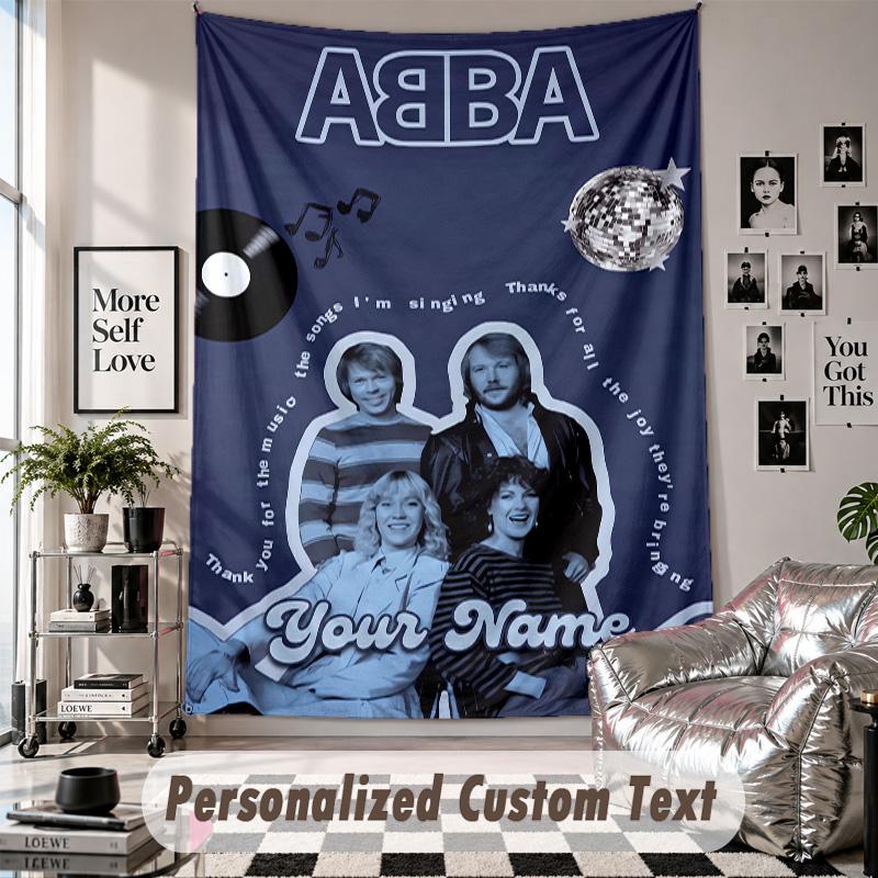 Wall Hanging Tapestry With Custom Name & Text, ABBA Decorative Tapestry For Bedroom