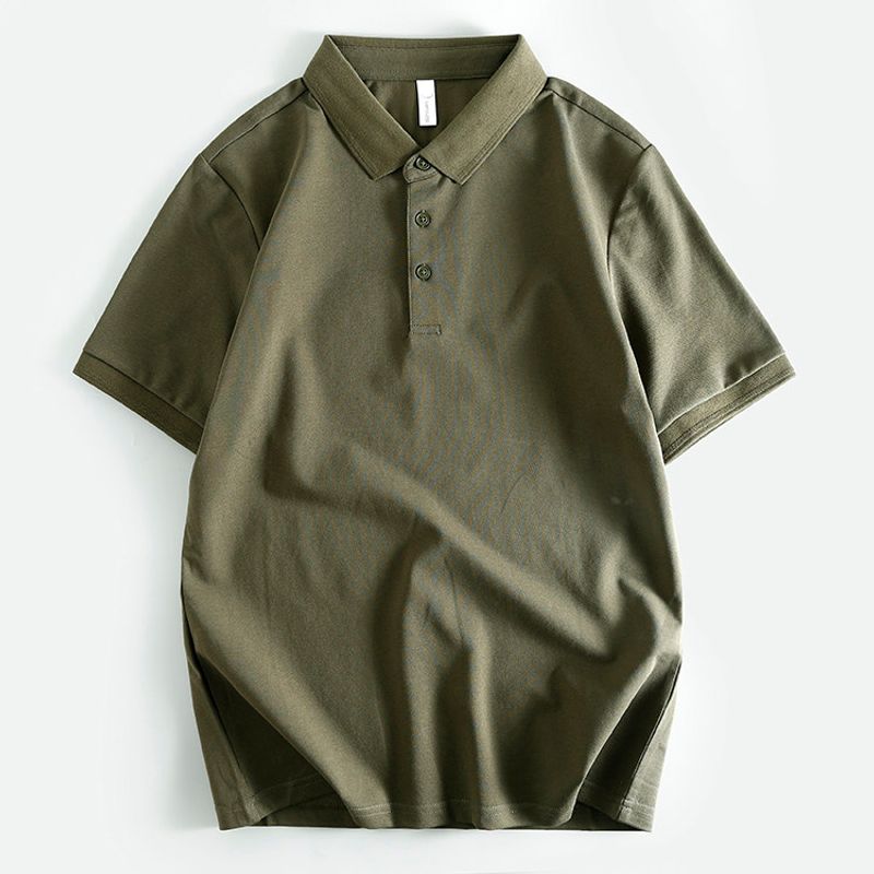 European Sheet Cattle Goods Summer Pure Cotton Multi-Color Lapel Youth Export Export Men's Short-Sleeve Polo Shirt Thin Half Sleeve