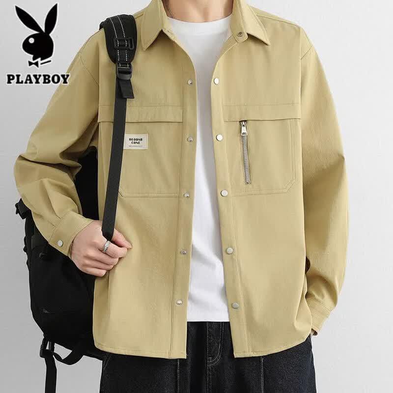 PLAYBOY Мужская рубашка-куртка свободного кроя с воротником