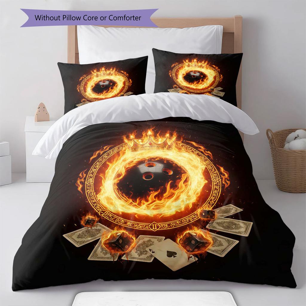 Burning ball Pattern Bedding Quilt Set Quilt Cover Pillowcase Home Decoration Birthday Gift (1 * duvet cover + 2 * pillowcase, without core)