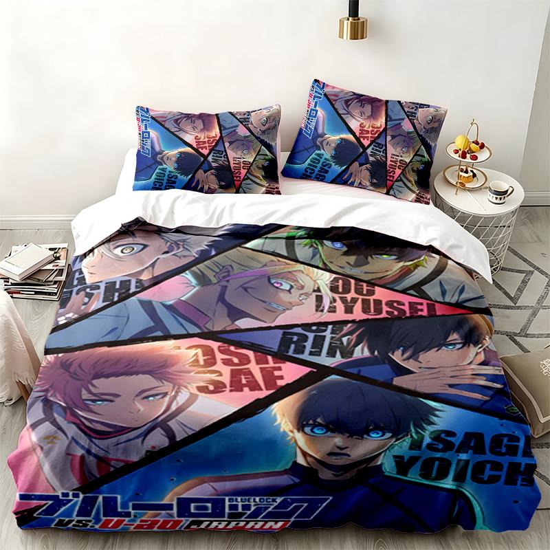 Blue Lock 3pc set Perfect for bedroom use Comfortable bedding set includes a duvet cover and two pillowcases Ideal birthday or Christmas gift