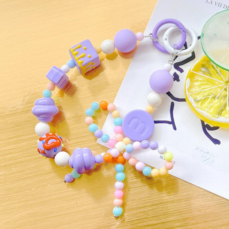 Candy Color Phone Buckle Beads Cute Lanyards Bead Chain Pendant For Phone Strap