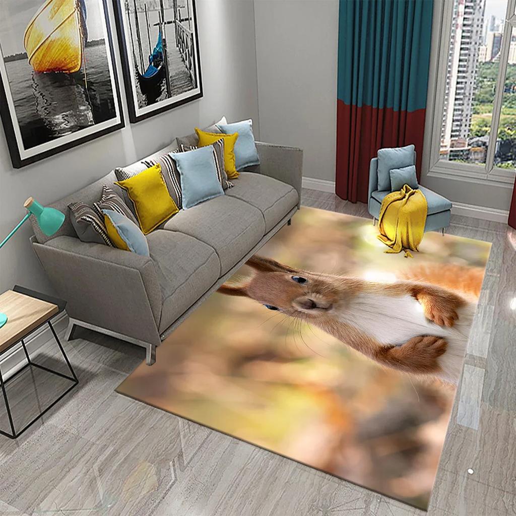 Милый ковер с белкой, забавный коврик для пола с диким животным для декора ванной комнаты, ковер противоскользящий для гостиной, кухни, коврики для ванной комнаты