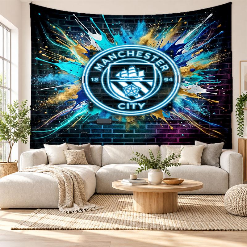 Manchester City Wall Tapestry, Soft Fabric Wall Hanging, Decorative Backdrop For Bedroom Home Wall Art