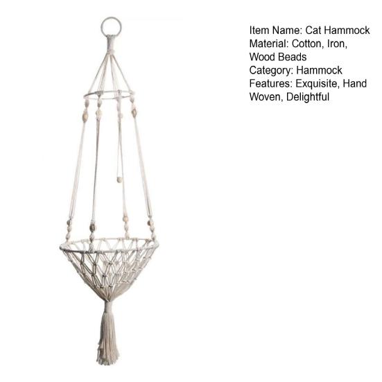 Cat Hammock Bed Handwoven Cat Hanging Basket Boho Cat Swing Bed for Indoor Cat Sleeping Playing Climbing Lounging