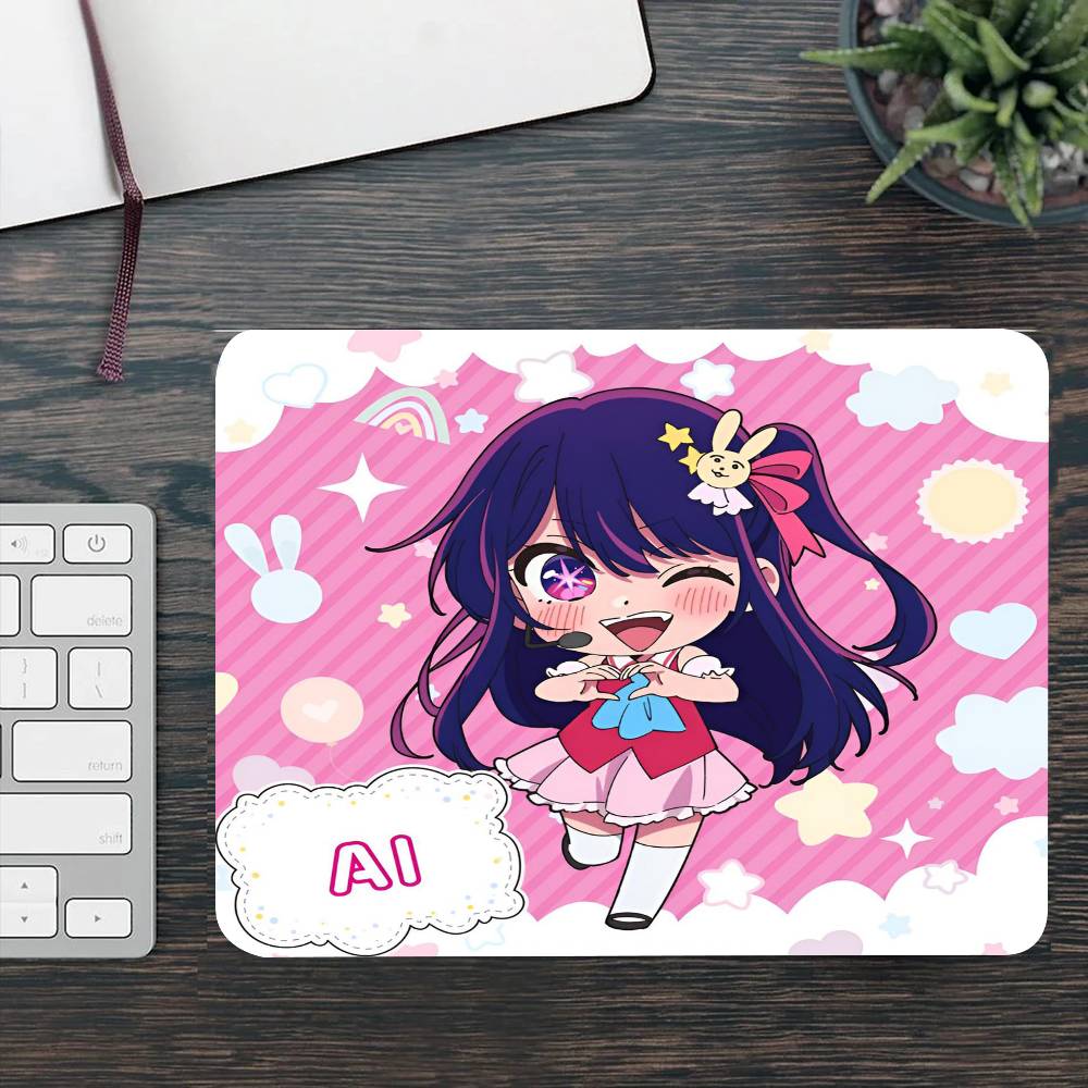 Игровой коврик для мыши Oshi No Ko Ai Hoshino, маленький, с заблокированным краем, для геймеров, коврик для компьютерного стола, прямоугольный, противоскользящий, резиновый