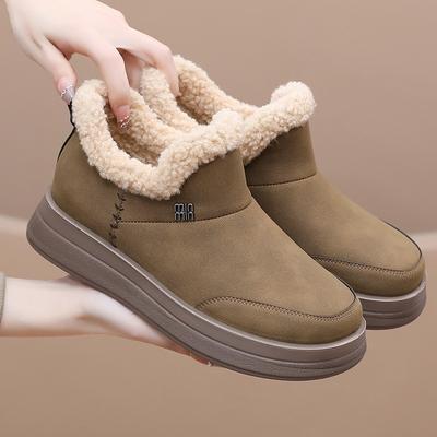 Женская зимняя флисовая обувь Birkenstock, Хлопковая обувь, Женские педали на одной ноге, Туфли на платформе для мамы, Модная обувь, увеличивающая рост