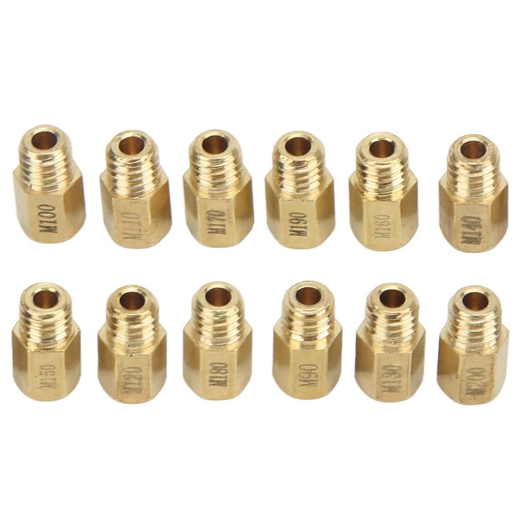 12pcs Carburetor Main Jet Kit 90-200 Gold Heavy Duty Carburetor Nozzle for Mikuni VM TM TMX, Professional Manufacture, Long Life