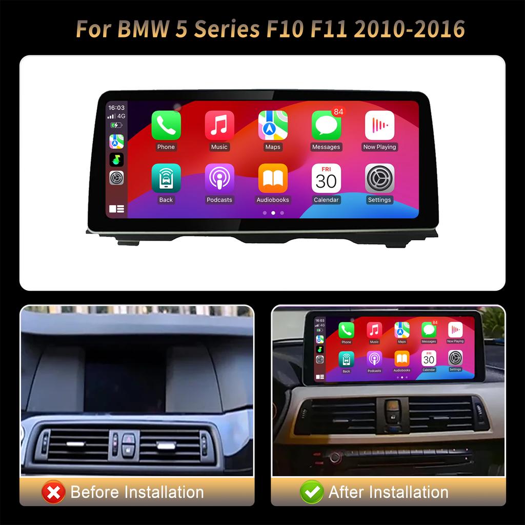 12,3" для BMW 5 серии F10 F11 2010-2016 Android 14 автомобильное радио мультимедиа стерео 4G GPS навигация беспроводной BT CarPlay экран