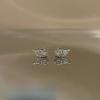 Stainless Steel Fashion Zircon Wing Stud Earrings for Women Man Silver Color Shiny Crystal Creative Angel Wings Studs Jewelry