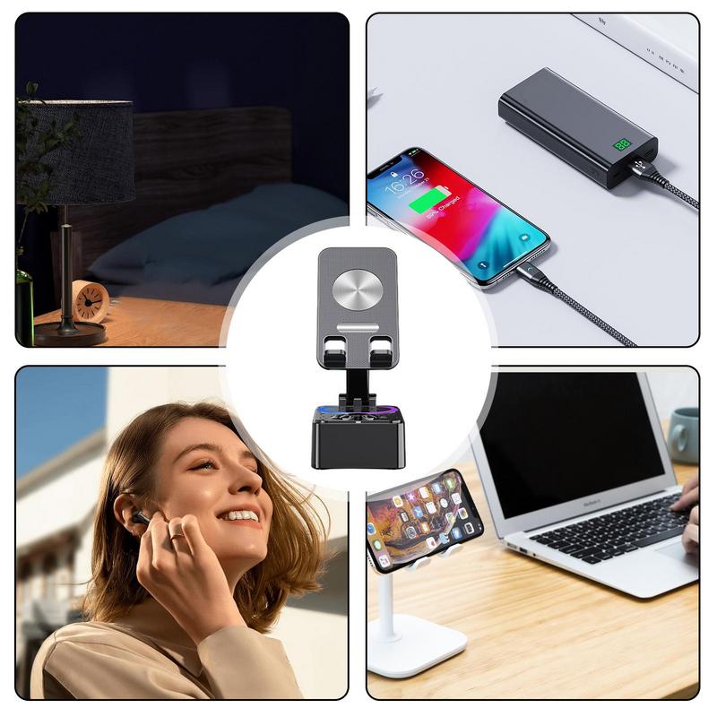 3 в 1 Bluetooth Настольный Держатель для Мобильного Телефона, Крепление, Многофункциональный Складной Вращающийся Кронштейн, Динамик для Звонков, Аудио, Внешний Аккумулятор