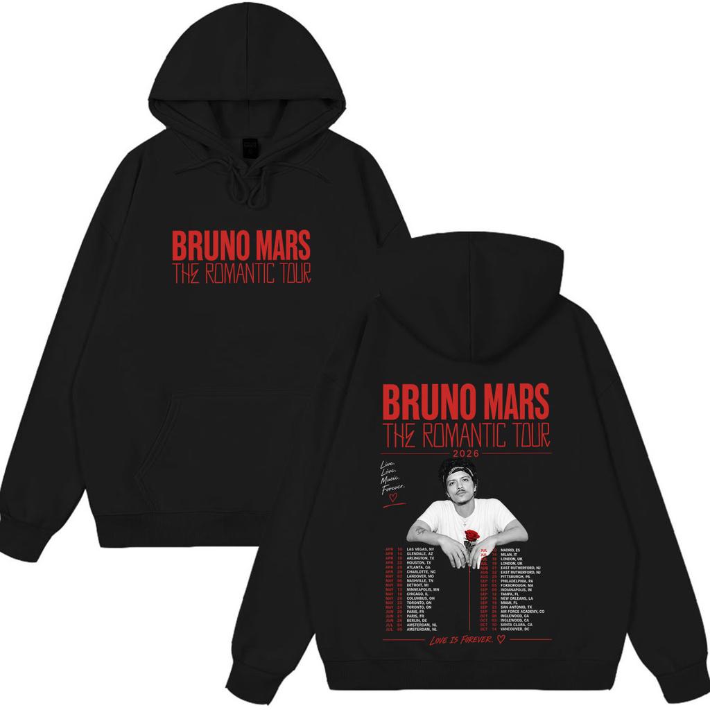 Худи с принтом Bruno Mars The Romantic Tour Мужская Женская Осень Зима Эстетичные Модные Винтажные Толстовки